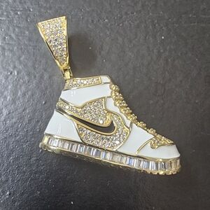 Moissanite basketball Shoe Unisex pendant, 925 Sterling
